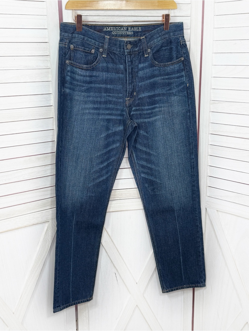 American Eagle Vintage High Rise Straight Leg Button Fly Jeans Size 8 Ankle